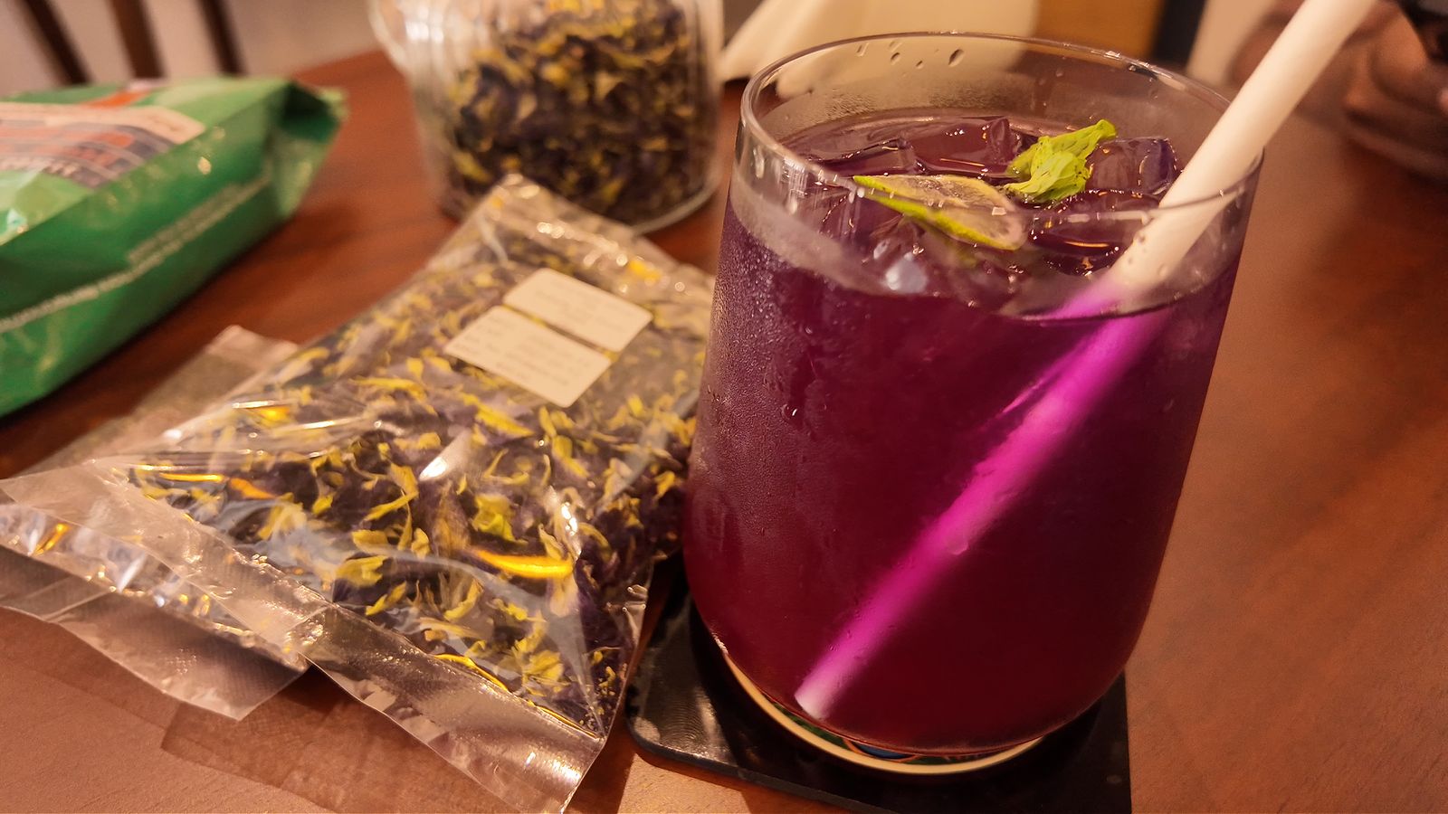 A butterfly pea refresher at Roseland's Ceylon Kahawa